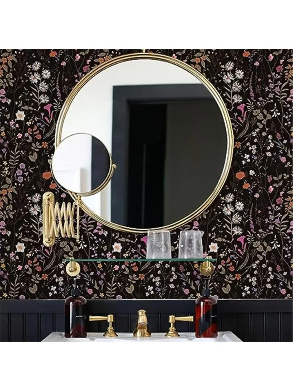 Black Floral Peel Stick Wallpaper Self Adhesive Dark Wildflower Contact Paper
